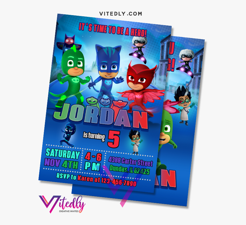 Pj Mask Invitation, HD Png Download