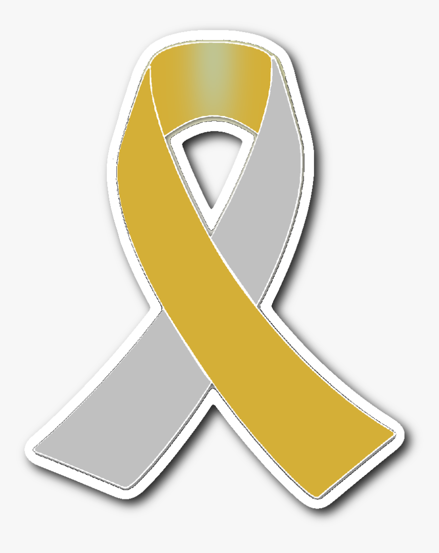 Silver And Gold Awareness Ribbon Sticker, HD Png Download