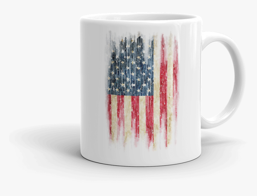 Grunge Rough Vintage Print Of Us Flag On White Coffee, HD Png Download