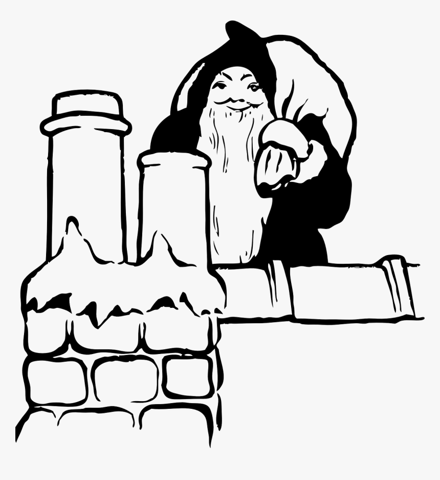 Santa On The Rooftop Svg Clip Arts - Santa Claus, HD Png Download