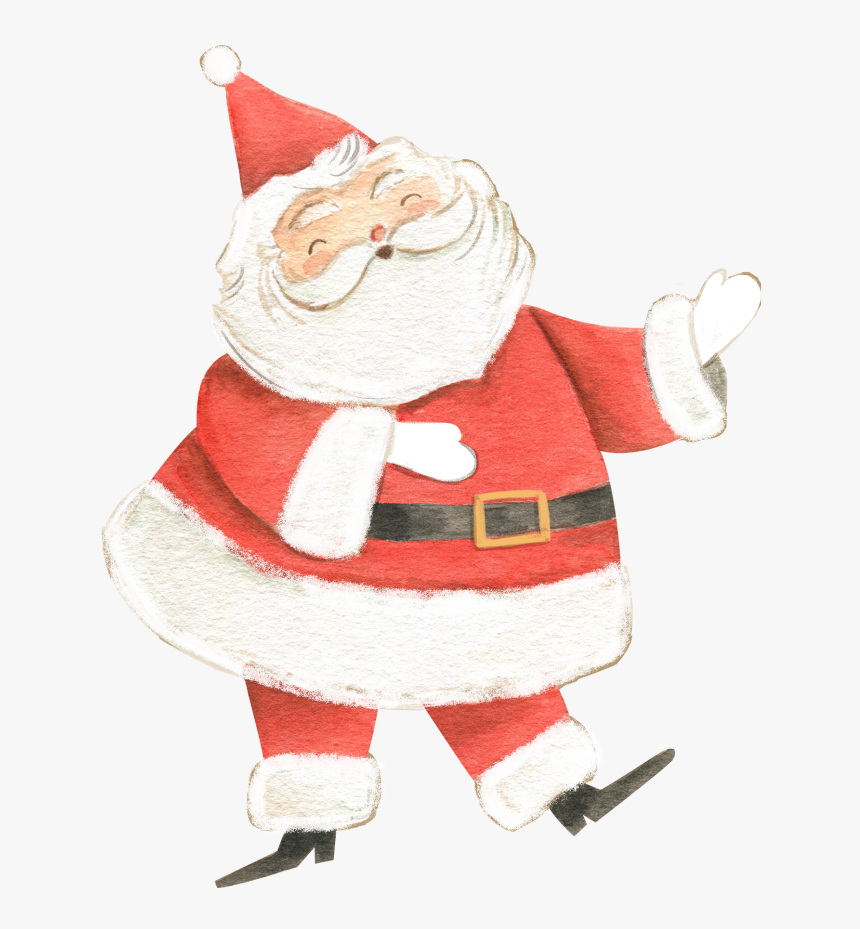 Hand Drawn Watercolor Santa - Santa Claus, HD Png Download