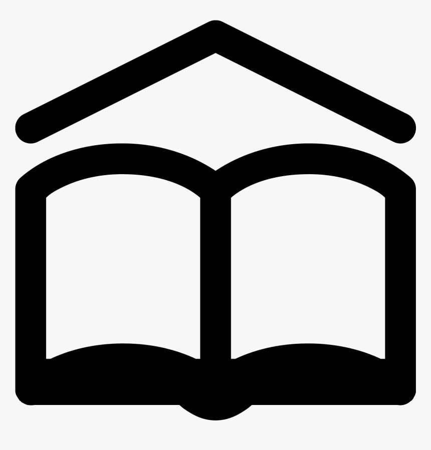 A School Symbol Is Shown With An Open Book And On Top - School Black And White Icon, HD Png Download