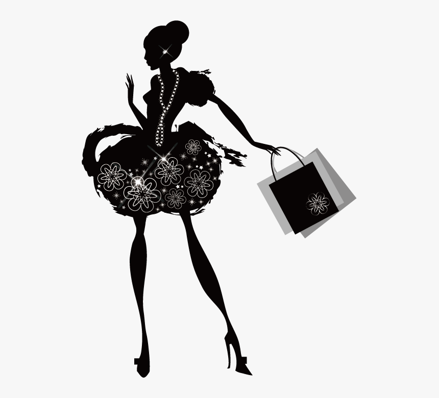 Shopping Silhouette - Fashion Woman Silhouette Png, Transparent Png