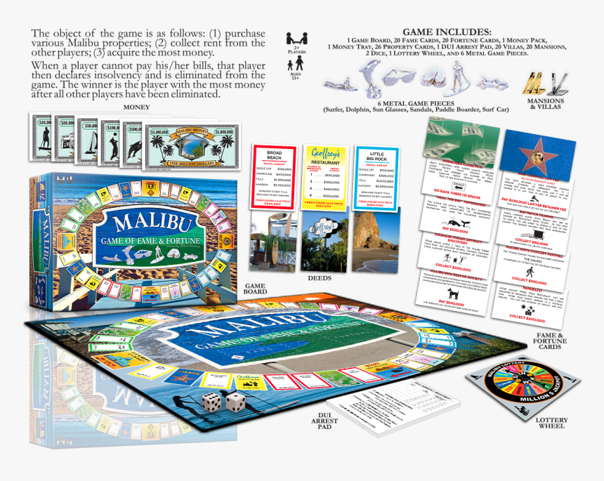 Malibu Game Of Fame Fortune Board Game - Tabletop Game, HD Png Download