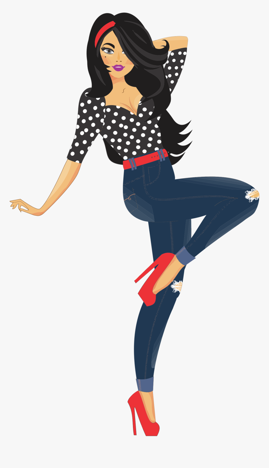 Pinup Woman Jeans Legging - If You Can T Get A Girlfriend, HD Png Download