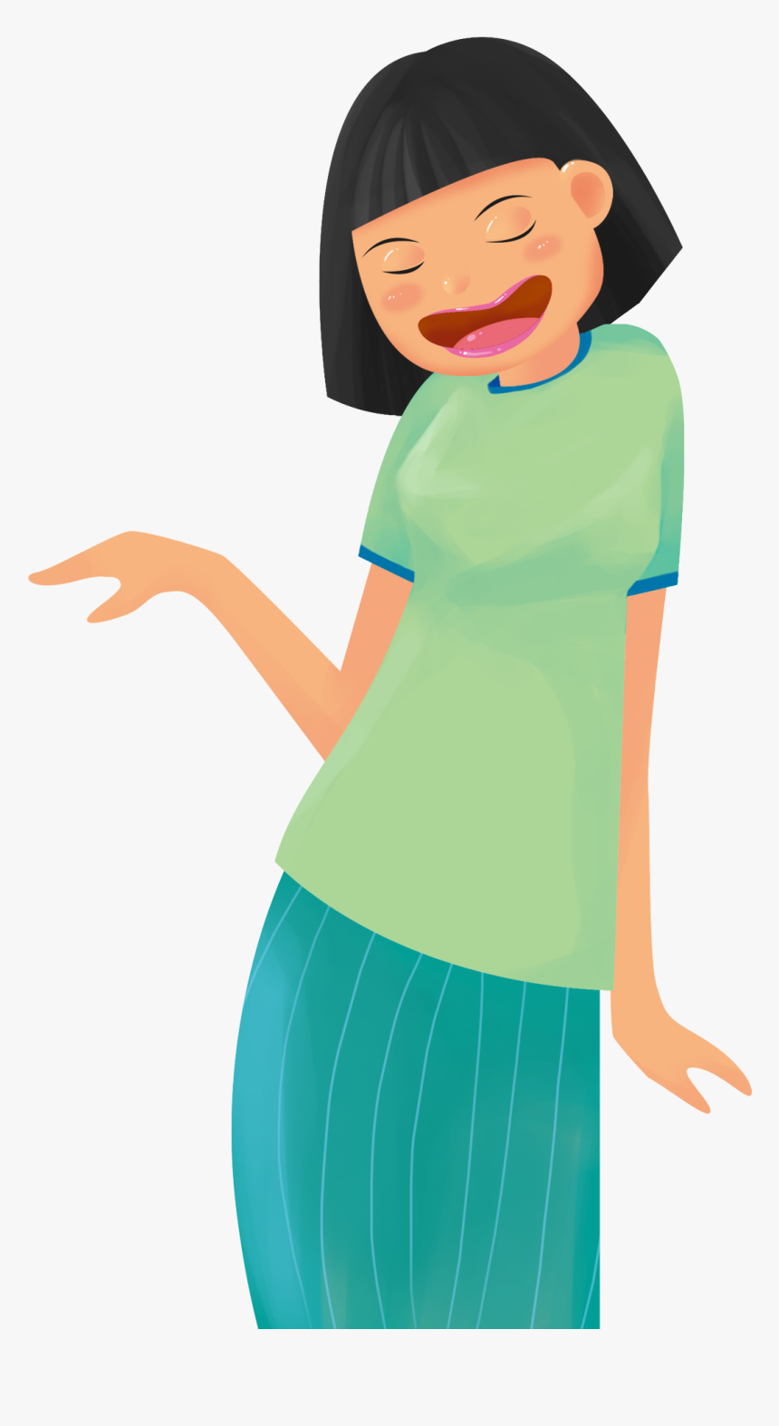 Hand Painted Minimalist Woman Character Png And Psd - Cartoon, Transparent Png