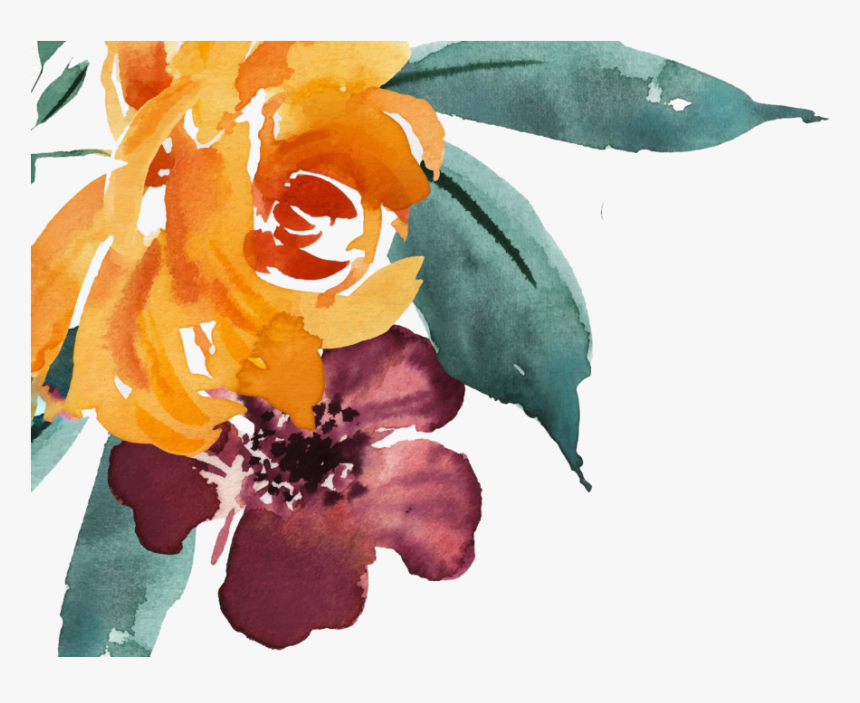 Free Watercolor Hand Drawn Flowers With Foliage - Watercolor Painting, HD Png Download