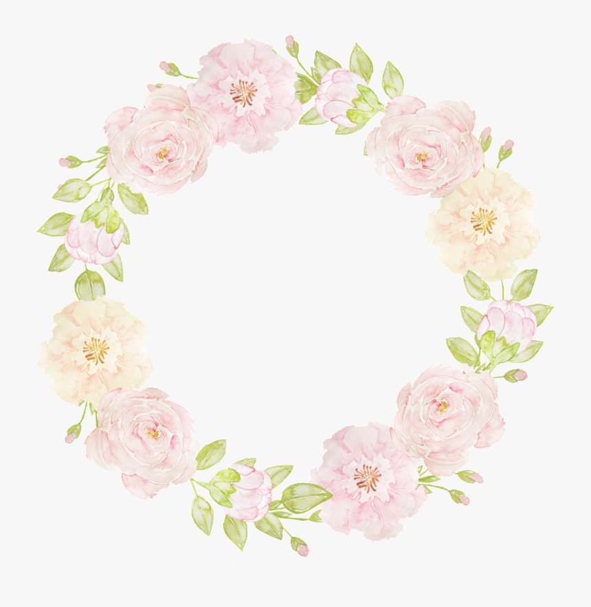 Teenage Heart Pink Flowers Hand Drawn Wreath Decorative - Garden Roses, HD Png Download