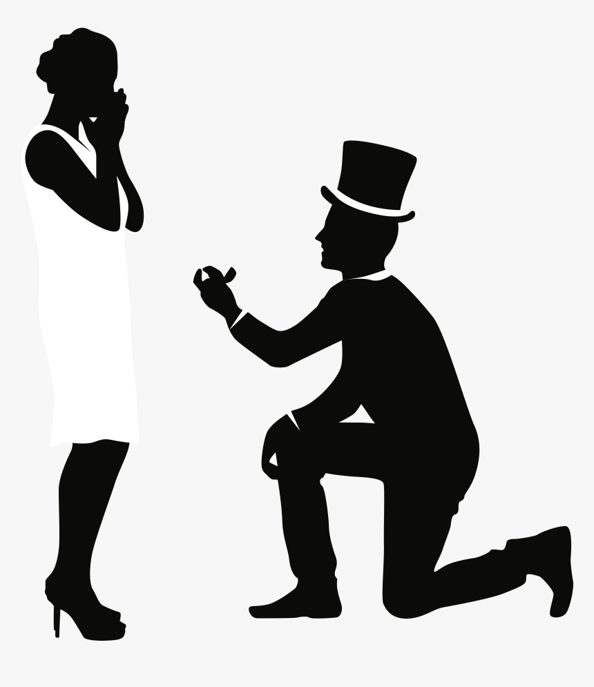 Romantic Couple Silhouettes Png Clip Art - Romantic Propose Day Sticker, Transparent Png