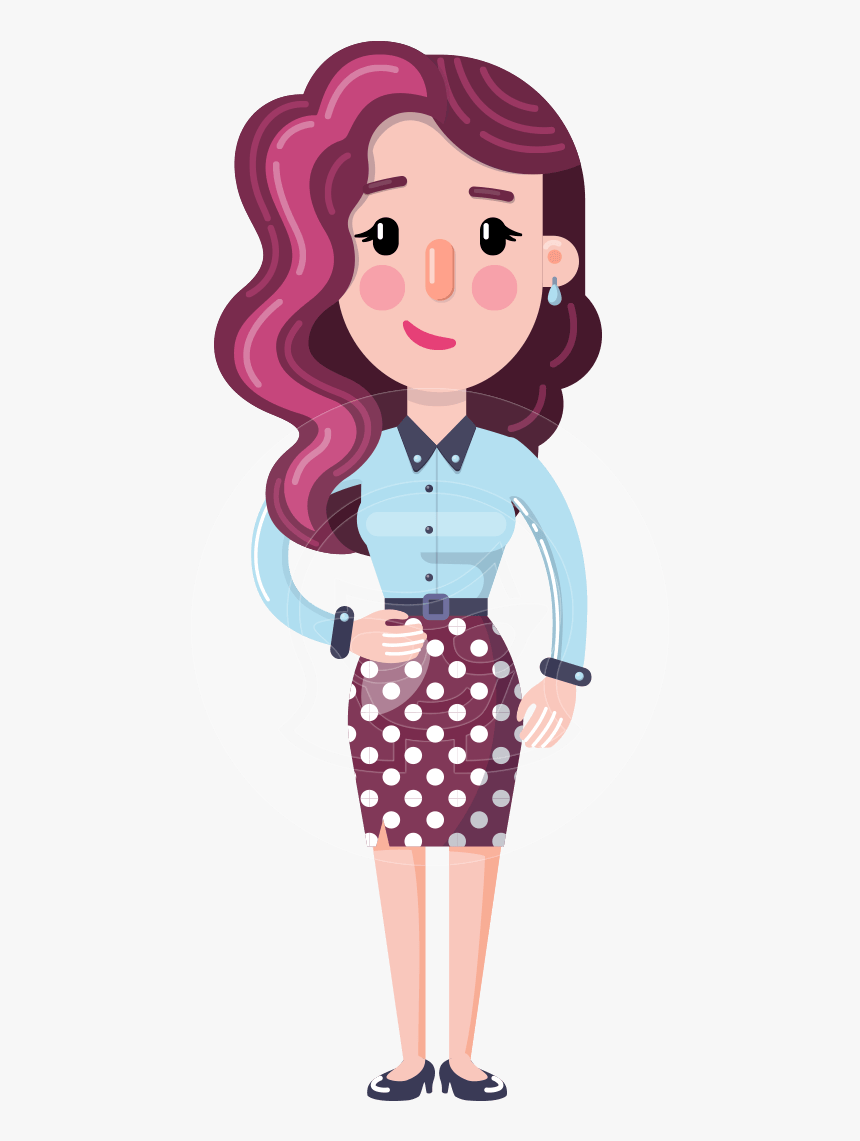 Flat Office Girl Cartoon Character - Cartoon Office Girl Png, Transparent Png