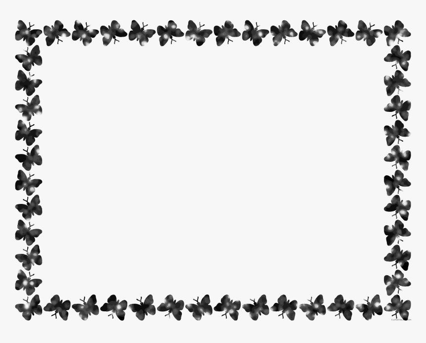 White Borders Png - Butterfly Border Clipart Black And White, Transparent Png