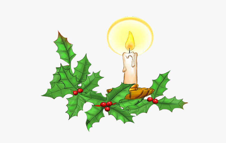 Christmas Candle And Holy Leaves - Illustration, HD Png Download
