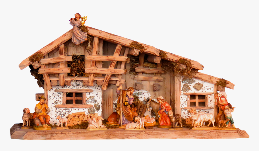 Christmas, Nativity Scene, Crib, Father Christmas - Cottage, HD Png Download