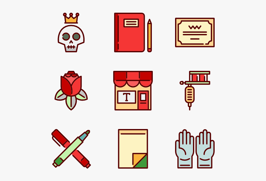 Linear Color Tattoo Studio Elements - Tattoo Icon Color, HD Png Download