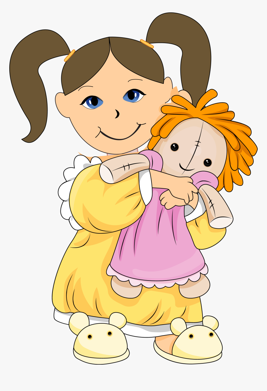 Transparent Cigarette Clipart - Girl With Doll Clip Art, HD Png Download