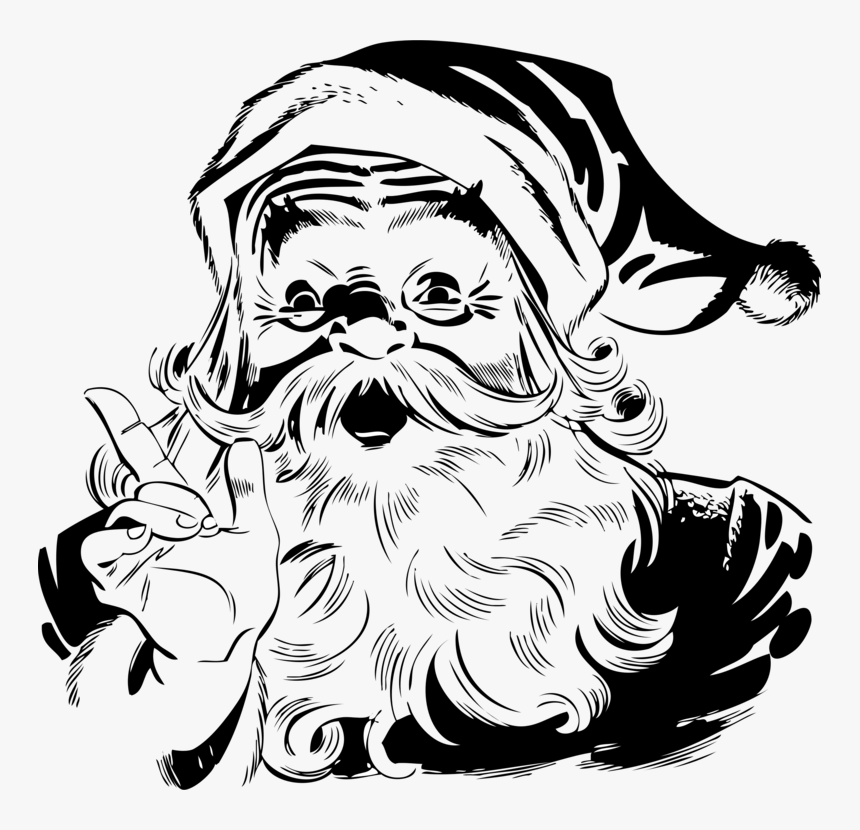 Santa Claus Black And White, HD Png Download