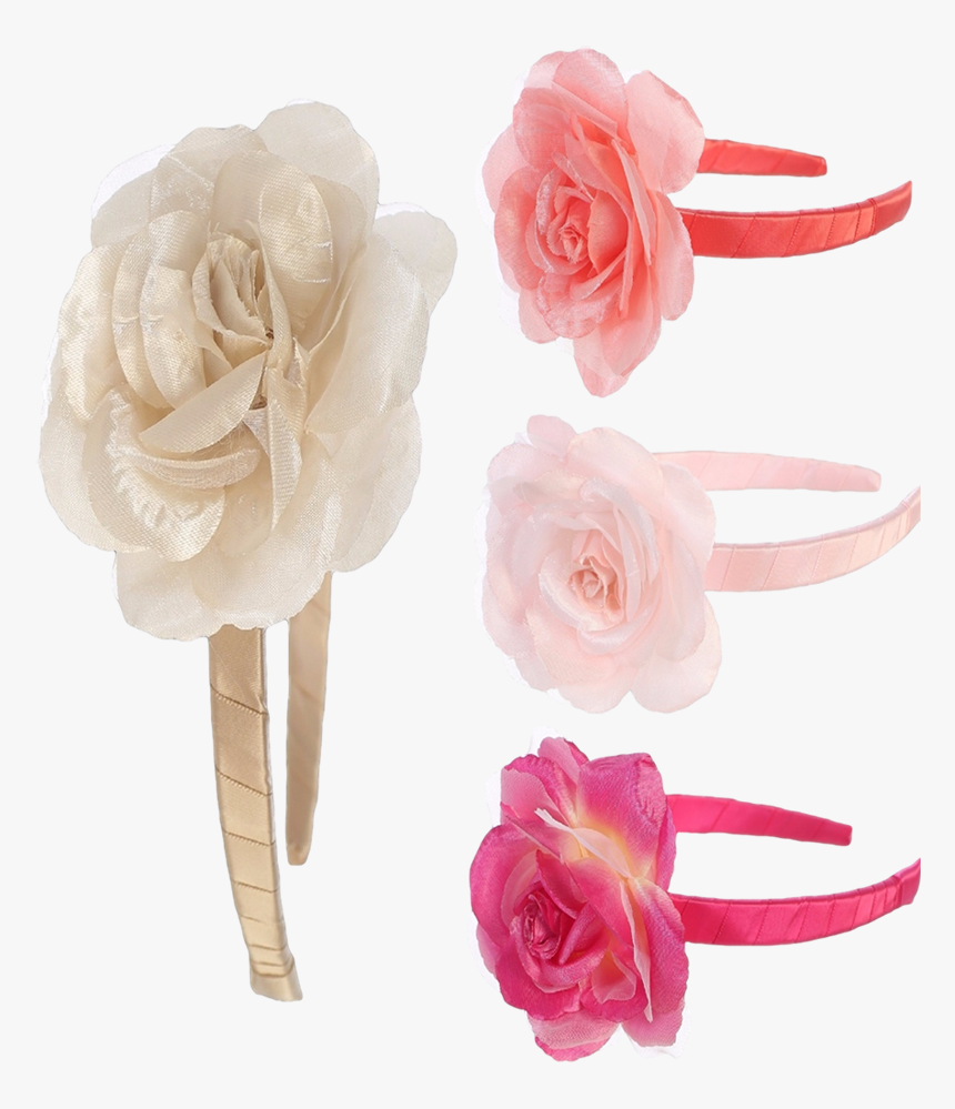 New Rose Flower Floral Headpiece With A Satin Wrapped - Garden Roses, HD Png Download