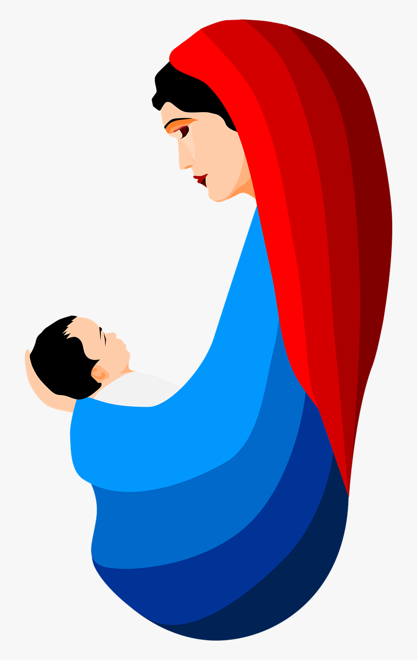 Shoulder,human Behavior,electric Blue - Mary And Jesus Clipart, HD Png Download