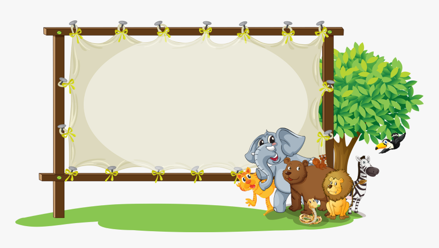 Jungle Theme Day Camp Shac - Animals With Board, HD Png Download