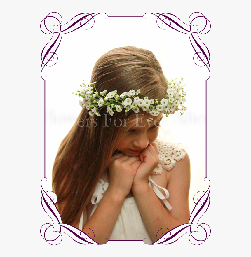 Silk Artificial White Wedding Floral Crown / Halo With - Silk Pastel Wedding Flowers, HD Png Download