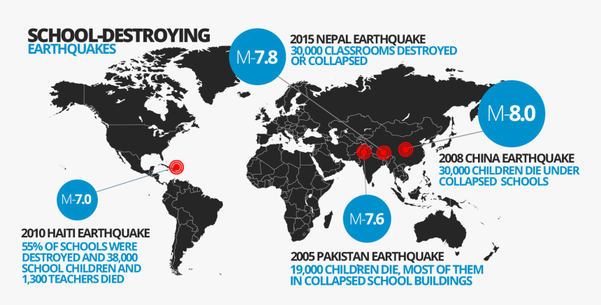Large Earthquake Infographic - World Map Political Borders, HD Png Download
