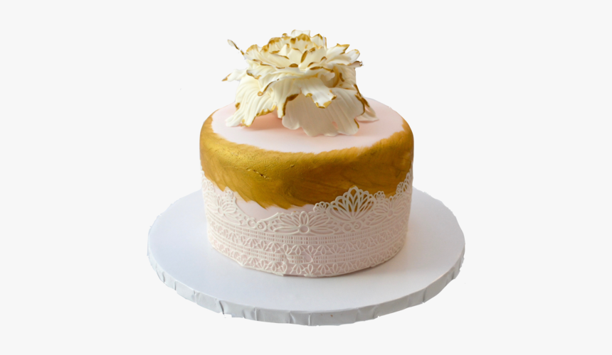 Chocolate Cake Decorated With Edible Lace And Flower - Sugar Cake, HD Png Download