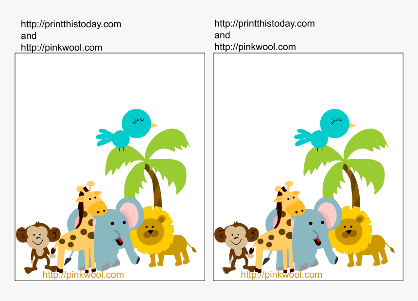 Clip Art Jungle Theme Invitation - Jungle Animal Birthday Invitations For Free, HD Png Download