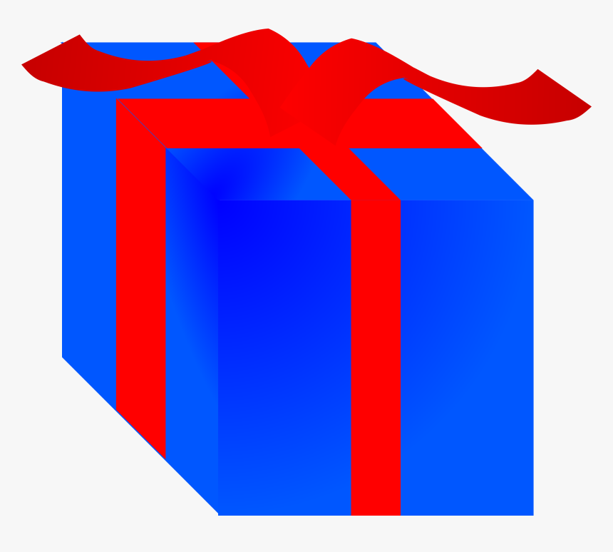 Blue Gift Box Wrapped With Red Ribbon Clip Arts - Gift Box Clip Art, HD Png Download