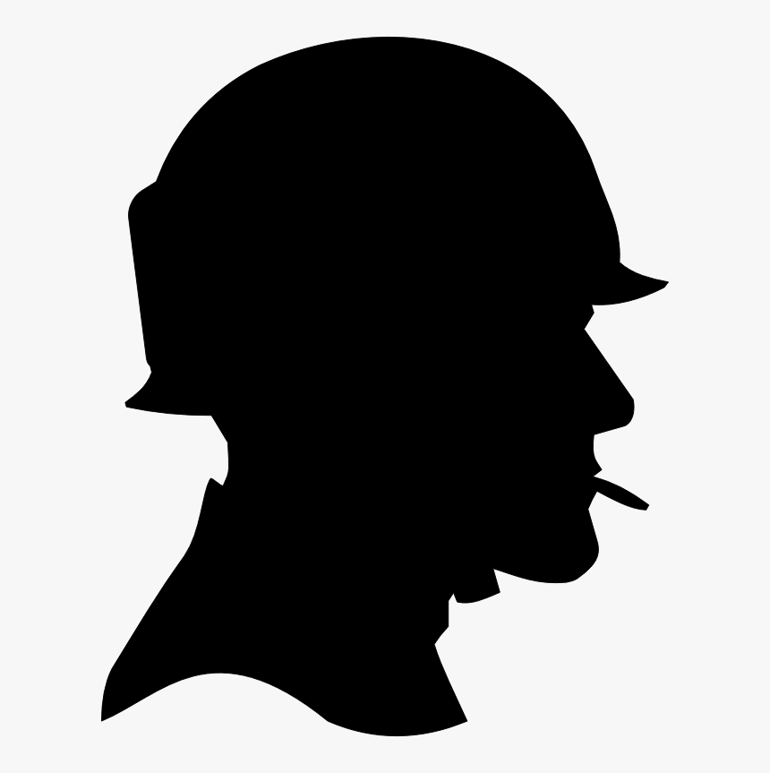 Soldier, Helmet, Head, Silhouette, Military - Head Of Man Clipart, HD Png Download