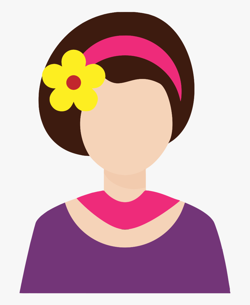 Female Avatar With Flower In Hair - Clip Art Of Flower In Hair, HD Png Download