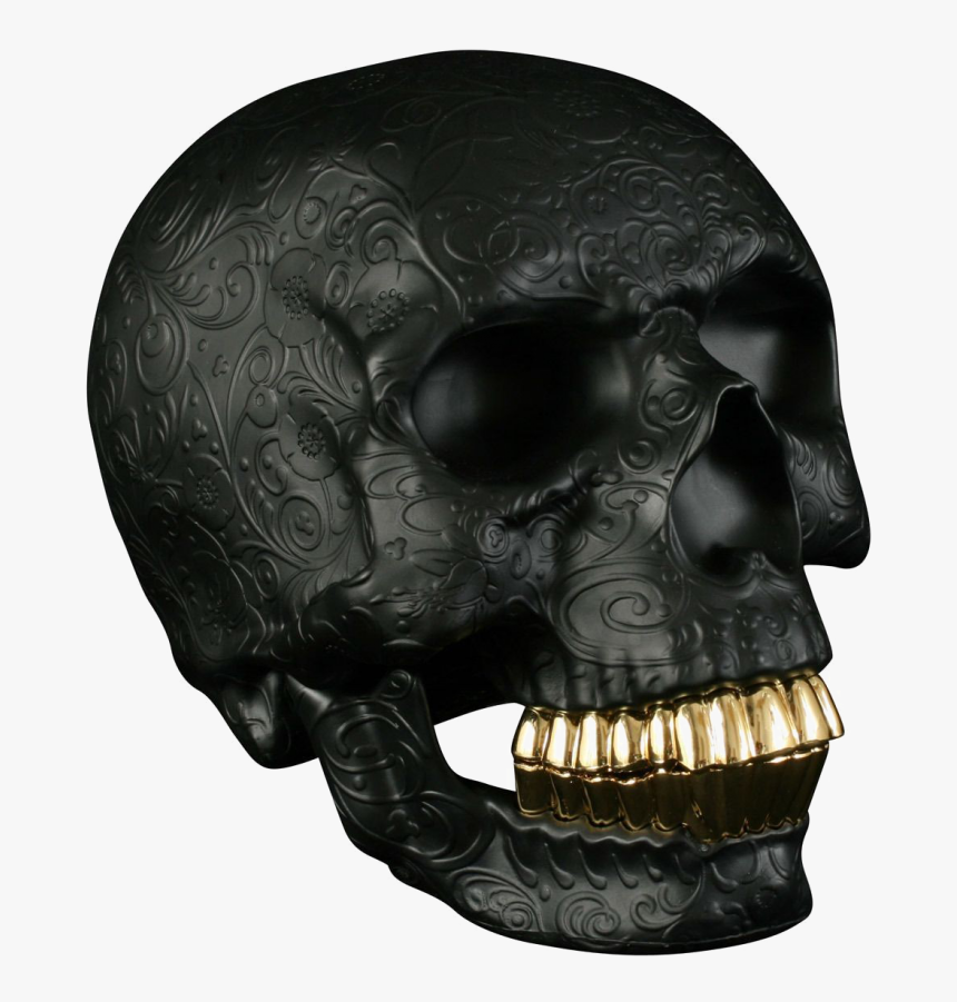 Transparent Black Skull Png - Gold And Black Skull Png, Png Download