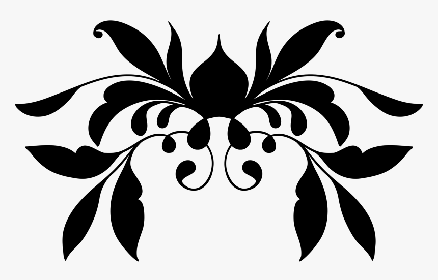 Floral Flourish Ornament - Black Floral Ornaments Png, Transparent Png