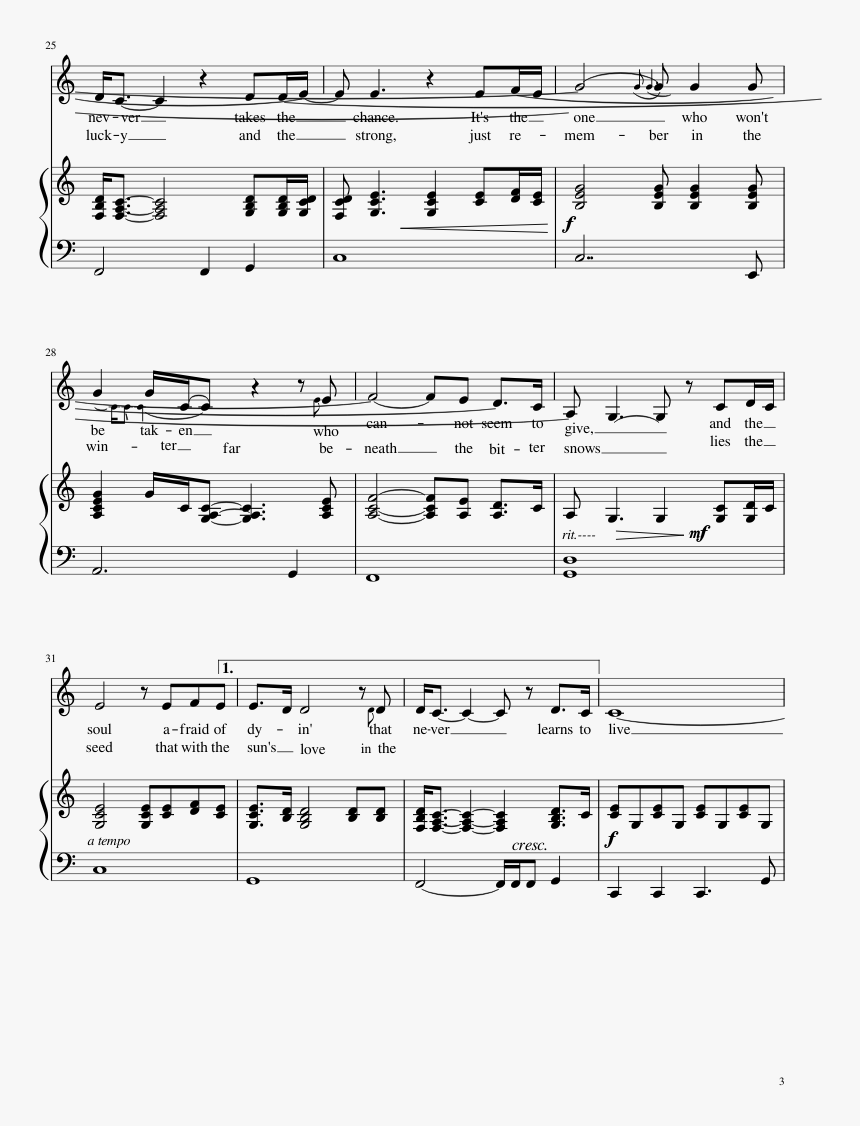 Rose Sheet Music Piano, HD Png Download