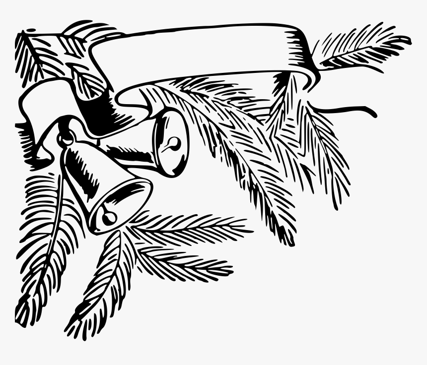 Christmas Banner Clip Arts - Christmas Bells Clipart Black And White, HD Png Download