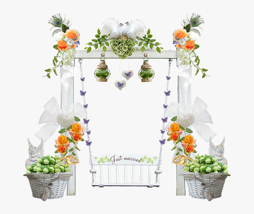 Wedding, Swing, Wedding Swing, Pigeons, Butterflies - Tubes Mariage Transparent Png, Png Download