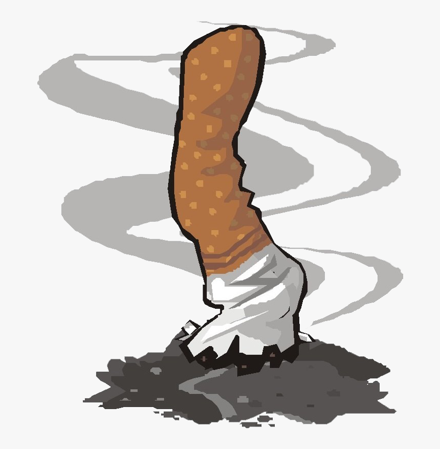 Cigar Clipart Burning - Cigarette Butt Png Cartoon, Transparent Png