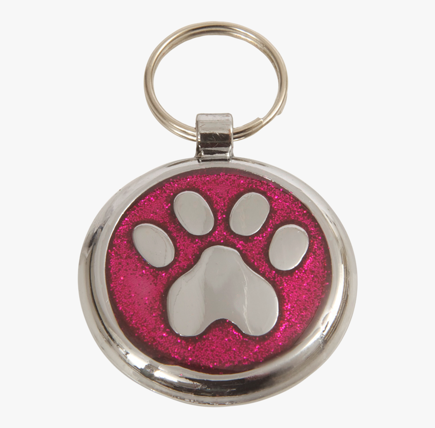Deep Pink Paw Print Small 20mm Designer Dog Tag Shimmer - Keychain, HD Png Download