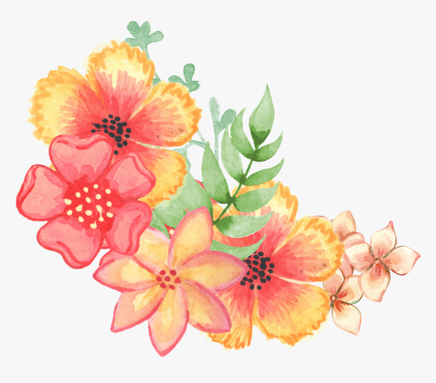Floral, Decoration, Embellishment, Watercolor, Flowers - Public Domain Watercolor Flowers, HD Png Download