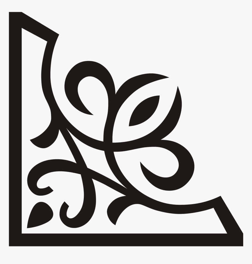 Corner Ornament Black Down Left - Corner Floral Ornament Png, Transparent Png