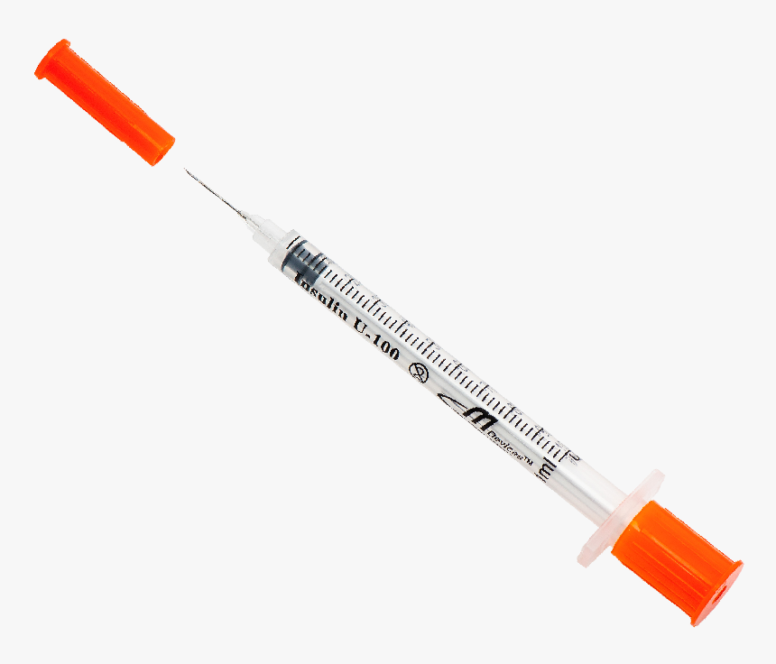 1ml Insulin Syringe With Standard Fixed Needle 27g - Insulin Needle, HD Png Download