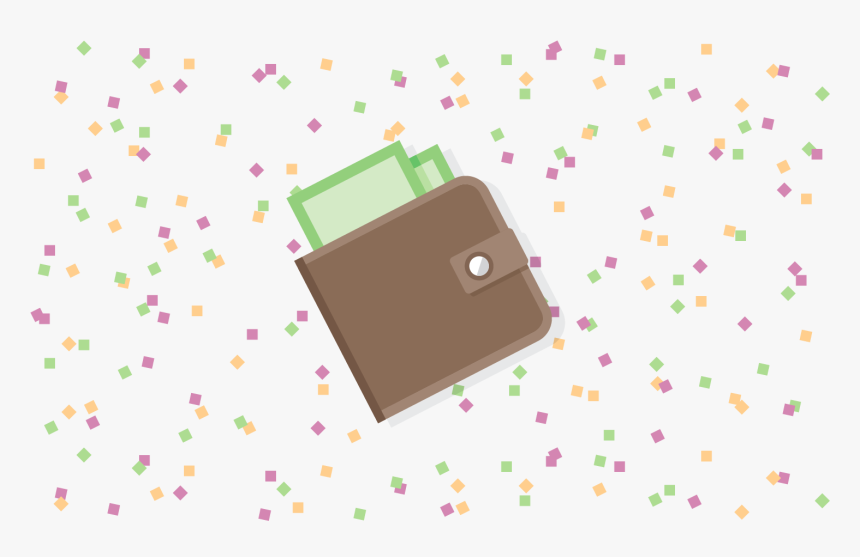 Wallet With New Year S Confetti In Background - Portable Network Graphics, HD Png Download