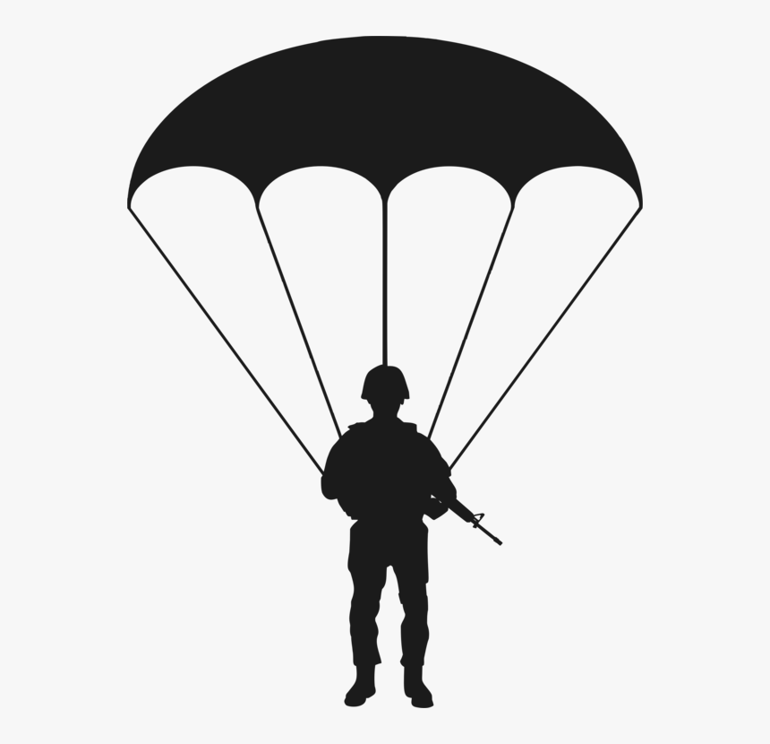 Silhouette,monochrome Photography,black - Paratrooper Silhouette, HD Png Download