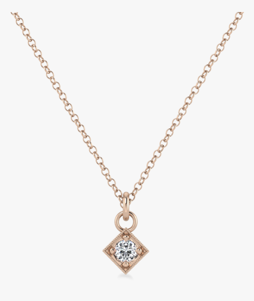 Tiny Square Diamond Necklace - Rolo Cable Gold Chain, HD Png Download