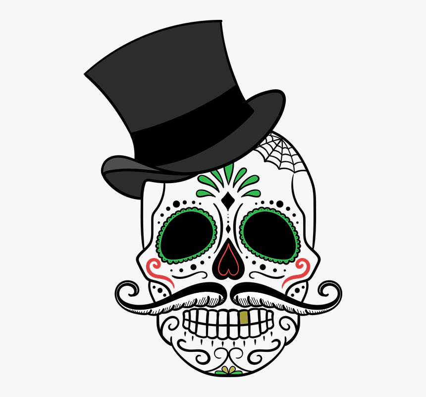 Clipart Skull Female - Sugar Skull With Hat, HD Png Download
