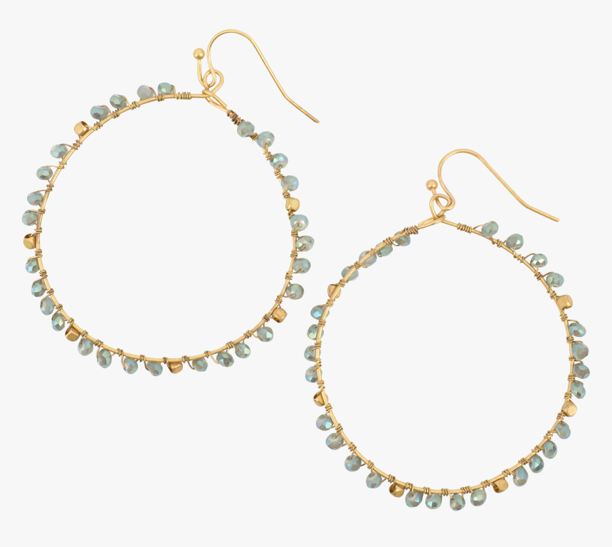 *gold Hoop With Aqua Beads All Around It - Pendant, HD Png Download
