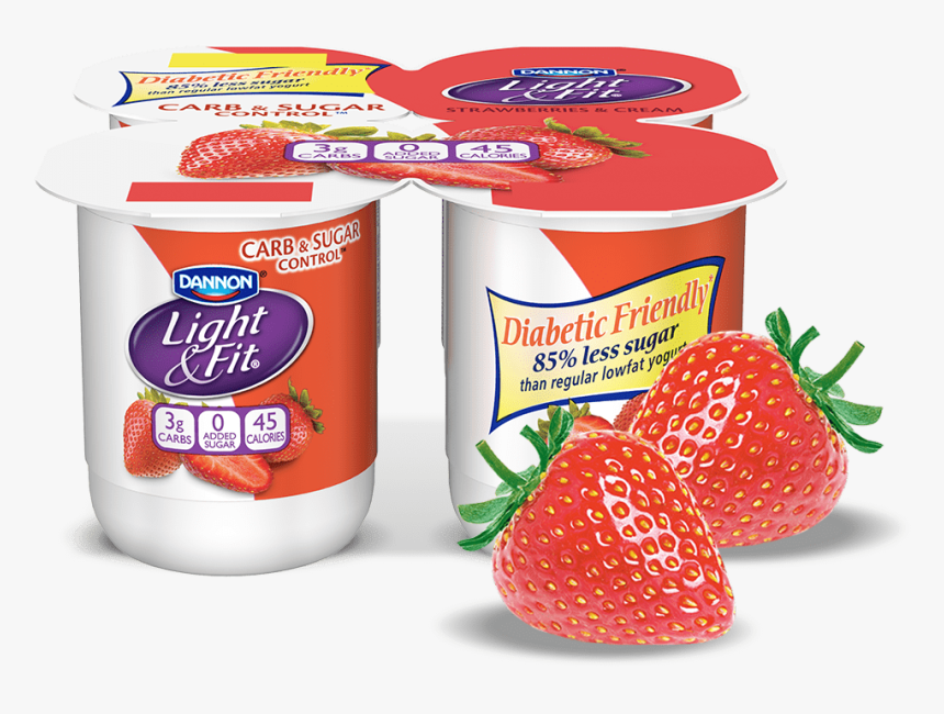 Strawberries & Cream Carb & Sugar Control - Dannon Light And Fit Diabetic Friendly, HD Png Download