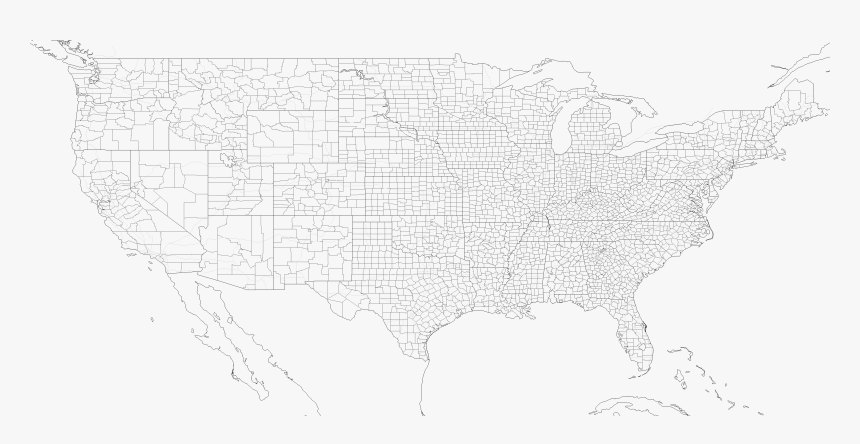 Us Blank County Map World Maps Best Of - Map, HD Png Download