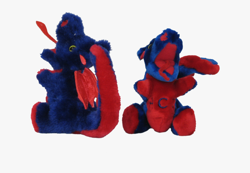 Stuffed Dragons In Royal Blue And Red Fabric 
 Class - Teddy Bear, HD Png Download