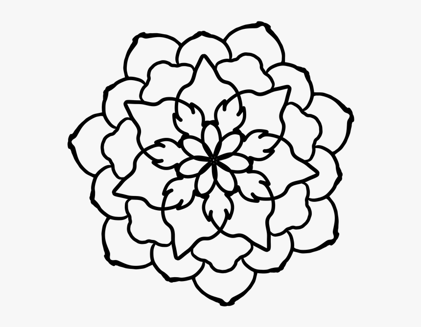 Flower, Cute Pretty, Design, Florals, Black And White - Cute Flower Design Png, Transparent Png
