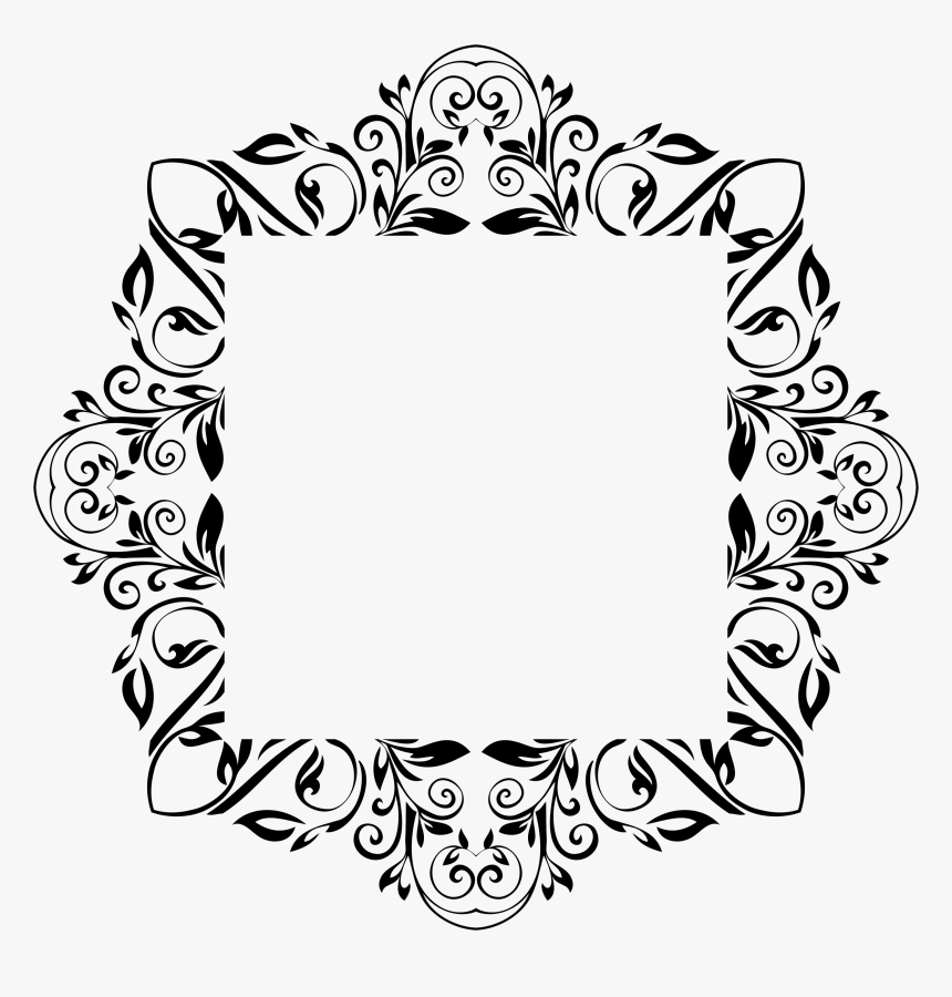 Floral Flourish Design A 8 Clip Arts - Clipart Black And White Border Frame Png, Transparent Png